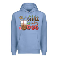 Colony Blue all i need is coffee and my dog Premium Hoodie - MaliasSmallBusiness
