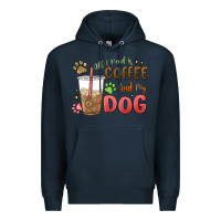 Navy all i need is coffee and my dog Premium Hoodie - MaliasSmallBusiness