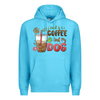 Ocean Blue all i need is coffee and my dog Premium Hoodie - MaliasSmallBusiness