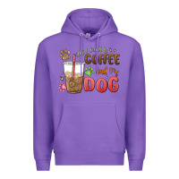 Purple all i need is coffee and my dog Premium Hoodie - MaliasSmallBusiness