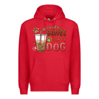 Red all i need is coffee and my dog Premium Hoodie - MaliasSmallBusiness