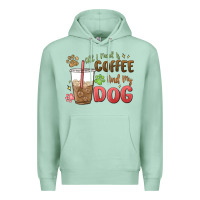 Seafoam all i need is coffee and my dog Premium Hoodie - MaliasSmallBusiness