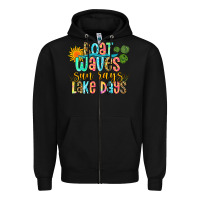 Black boat waves sun rays lake days Zipper Hoodie - Zillion Design Studio