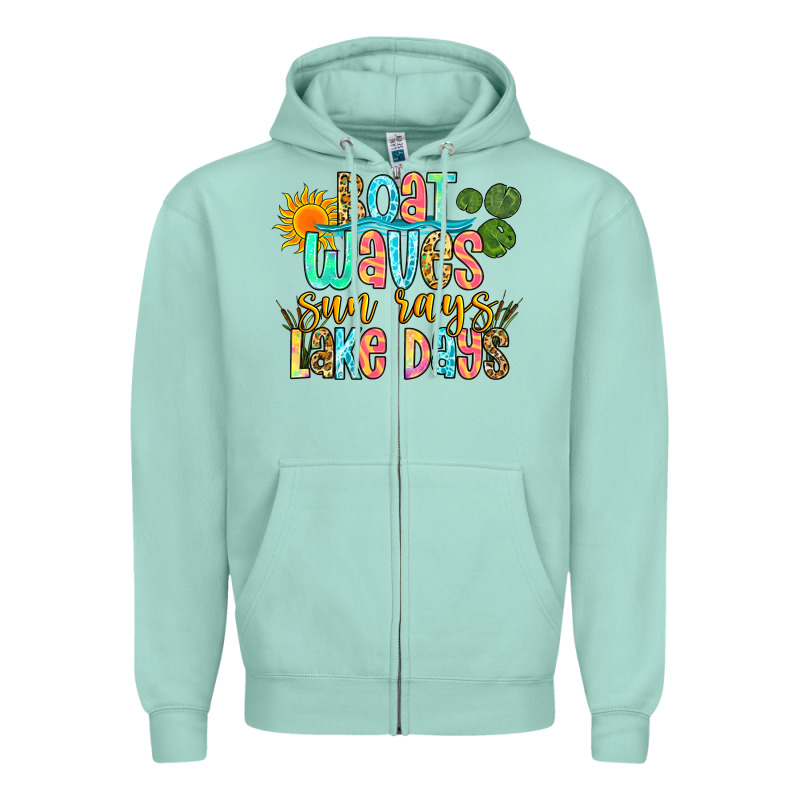 Boat Waves Sun Rays Lake Days Zipper Hoodie by Zillion Design Studio | Teevron