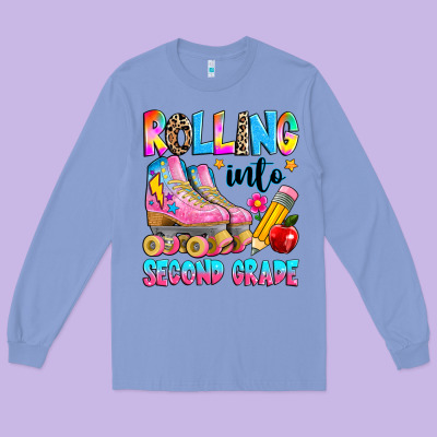 Rolling Into Second Grade Long Sleeve Tee Designed By Texasbilliewilder
