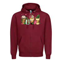 Burgundy cactus coffee cups Zipper Hoodie - Zillion Design Studio