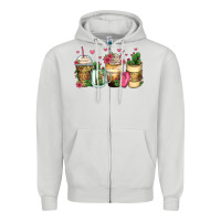 Dove Grey cactus coffee cups Zipper Hoodie - Zillion Design Studio