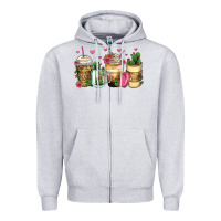 Heather Grey cactus coffee cups Zipper Hoodie - Zillion Design Studio