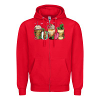 Red cactus coffee cups Zipper Hoodie - Zillion Design Studio