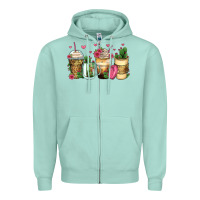 Seafoam cactus coffee cups Zipper Hoodie - Zillion Design Studio