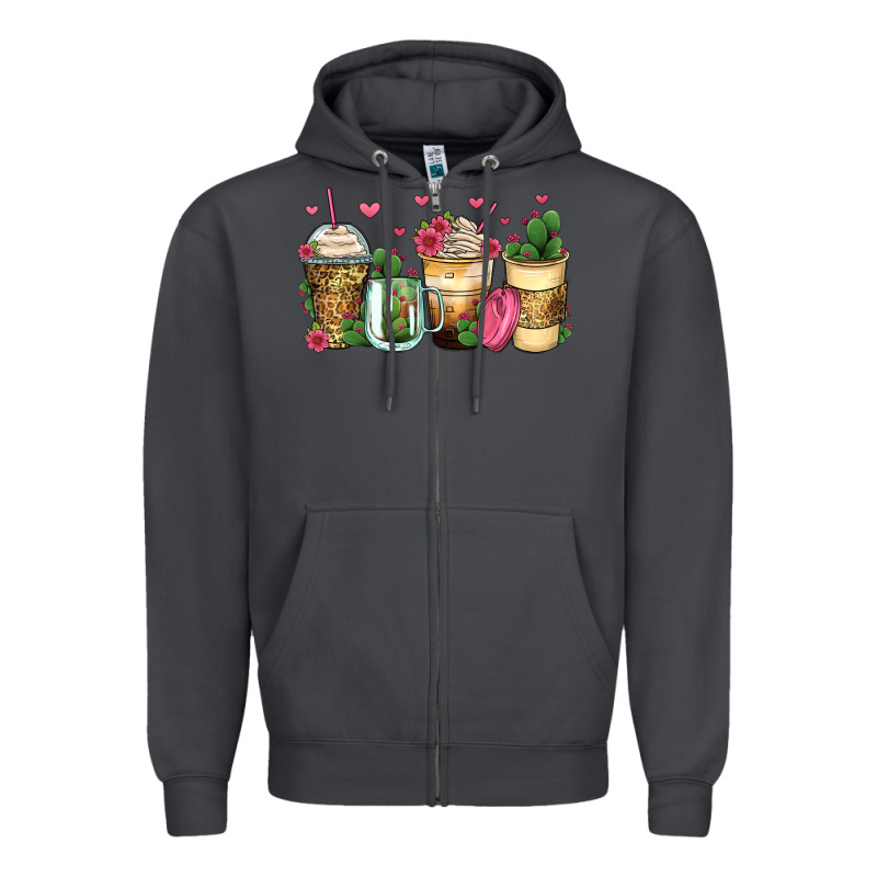 Cactus Coffee Cups Zipper Hoodie by Zillion Design Studio | Teevron