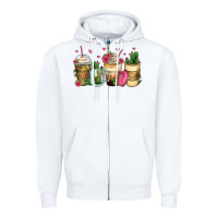 White cactus coffee cups Zipper Hoodie - Zillion Design Studio