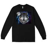 Black wolf and full moon Long Sleeve Tee - RanaPortraitStore