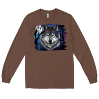 Chestnut wolf and full moon Long Sleeve Tee - RanaPortraitStore