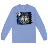Colony Blue wolf and full moon Long Sleeve Tee - RanaPortraitStore