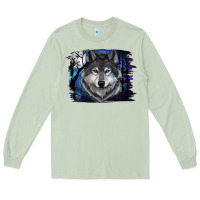 Matcha wolf and full moon Long Sleeve Tee - RanaPortraitStore