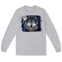 Moon Dust wolf and full moon Long Sleeve Tee - RanaPortraitStore