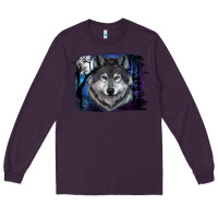 Plum wolf and full moon Long Sleeve Tee - RanaPortraitStore
