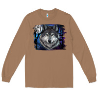 Toasted Coconut wolf and full moon Long Sleeve Tee - RanaPortraitStore
