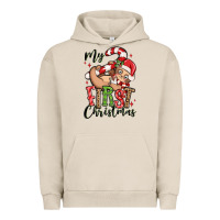 Pigment French Oak my first christmas cute christmas sloth Urban Hoodie - MaliasSmallBusiness