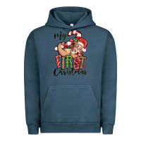 Pigment Midnight Navy my first christmas cute christmas sloth Urban Hoodie - MaliasSmallBusiness