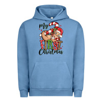 Pigment Pebble Blue my first christmas cute christmas sloth Urban Hoodie - MaliasSmallBusiness