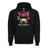 Black cat mom messy bun Zipper Hoodie - Zillion Design Studio