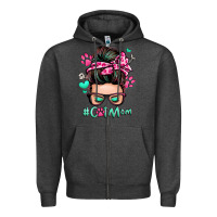 Charcoal Heather cat mom messy bun Zipper Hoodie - Zillion Design Studio