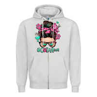 Dove Grey cat mom messy bun Zipper Hoodie - Zillion Design Studio