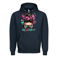 Navy cat mom messy bun Zipper Hoodie - Zillion Design Studio