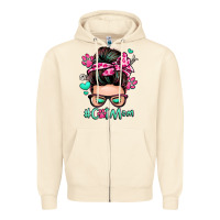 Sandshell cat mom messy bun Zipper Hoodie - Zillion Design Studio
