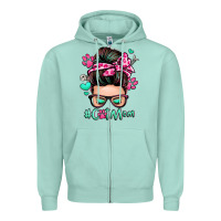 Seafoam cat mom messy bun Zipper Hoodie - Zillion Design Studio