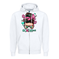 White cat mom messy bun Zipper Hoodie - Zillion Design Studio