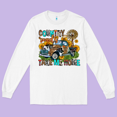 Country Roads Take Me Home Long Sleeve Tee Designed By Zillion Design Studio