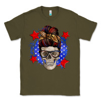 Army Green American mom skull Classic Tee - Zillion Design Studio