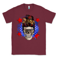 Burgundy American mom skull Classic Tee - Zillion Design Studio