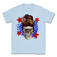 Dusty Blue American mom skull Classic Tee - Zillion Design Studio