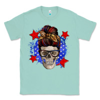 Seafoam American mom skull Classic Tee - Zillion Design Studio