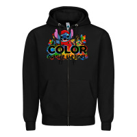 Black color outside the lines autism stitch Zipper Hoodie - Zillion Design Studio