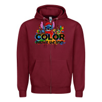 Burgundy color outside the lines autism stitch Zipper Hoodie - Zillion Design Studio