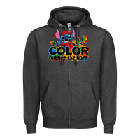 Charcoal Heather color outside the lines autism stitch Zipper Hoodie - Zillion Design Studio