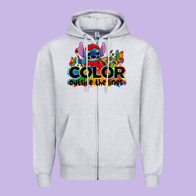 Color Outside The Lines Autism Stitch Zipper Hoodie Designed By Zillion Design Studio