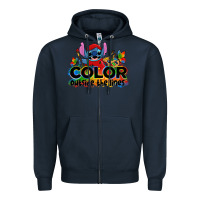 Navy color outside the lines autism stitch Zipper Hoodie - Zillion Design Studio