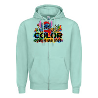 Seafoam color outside the lines autism stitch Zipper Hoodie - Zillion Design Studio