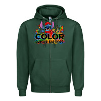 Sports Green color outside the lines autism stitch Zipper Hoodie - Zillion Design Studio
