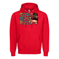 Red cool moms club messy bun Zipper Hoodie - Zillion Design Studio