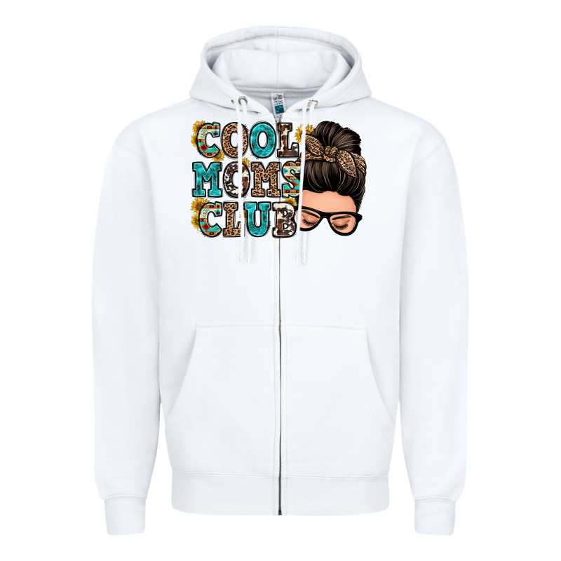 Cool Moms Club Messy Bun Zipper Hoodie by Zillion Design Studio | Teevron