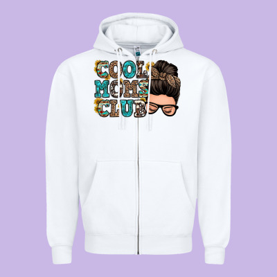 Cool Moms Club Messy Bun Zipper Hoodie Designed By Zillion Design Studio