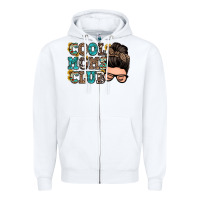 White cool moms club messy bun Zipper Hoodie - Zillion Design Studio