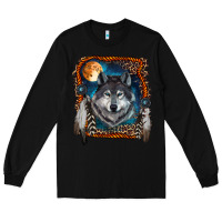 Black wolf and feathers Long Sleeve Tee - RanaPortraitStore